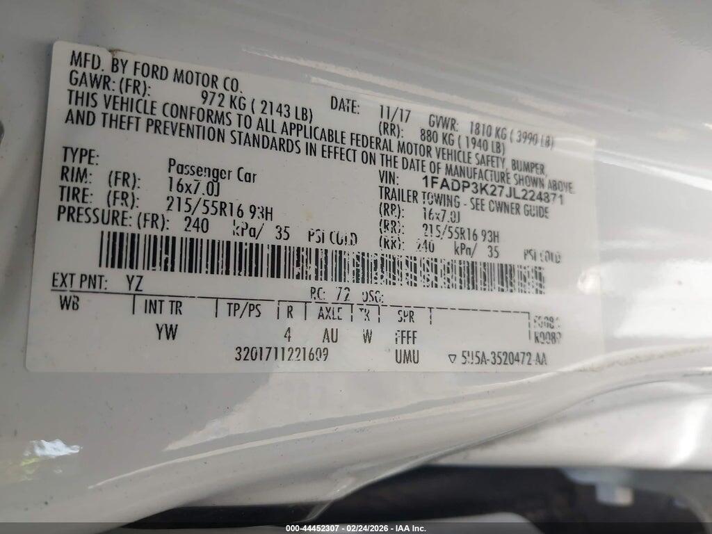 1FADP3K27JL224871 2018 FORD FOCUS photo no. 9