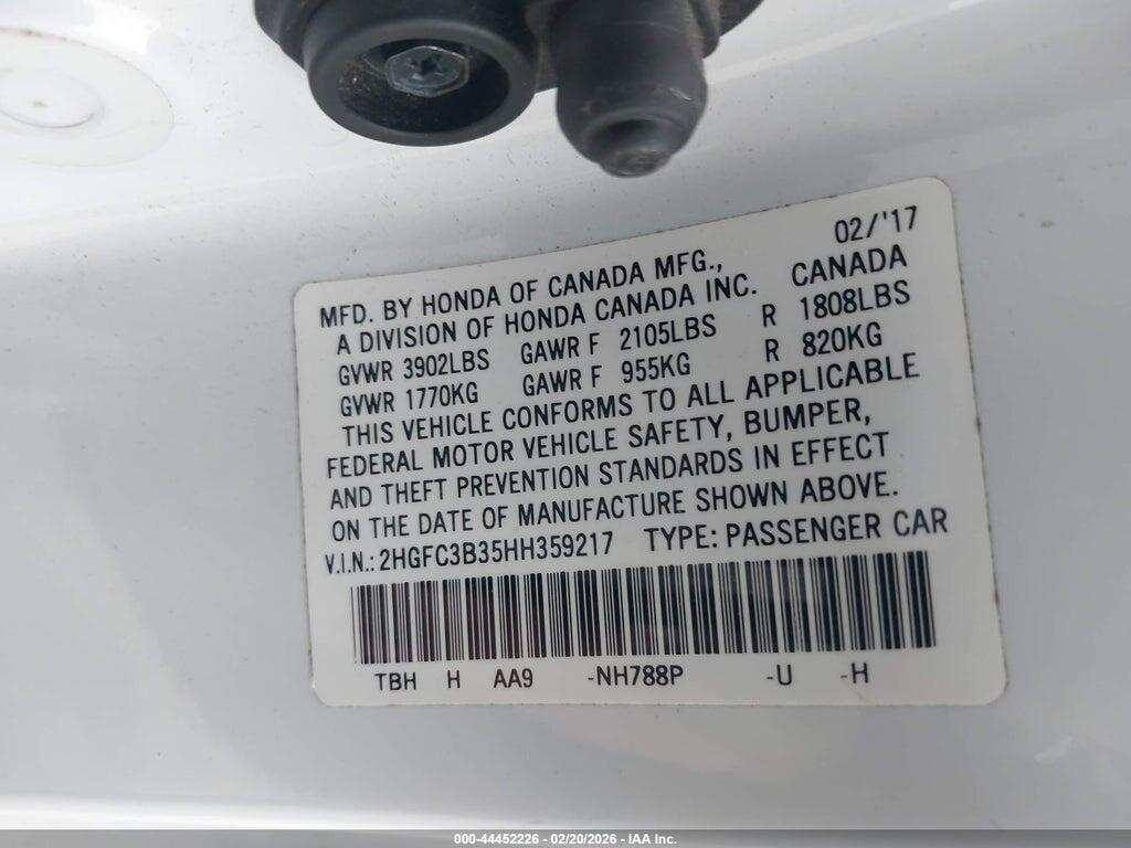 2HGFC3B35HH359217 2017 HONDA CIVIC photo no. 9