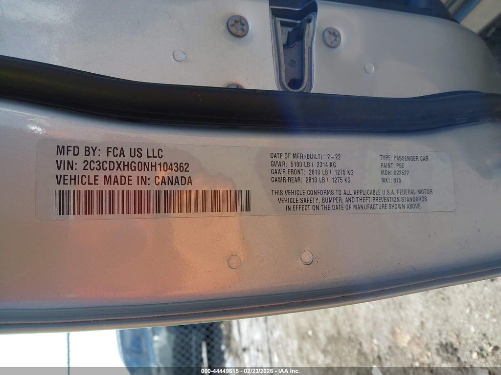 2C3CDXHG0NH104362 2022 DODGE CHARGER photo no. 9
