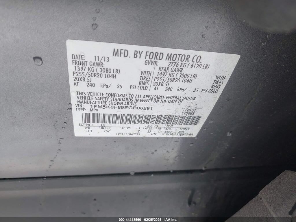 1FM5K8F89EGB06291 2014 FORD EXPLORER photo no. 9