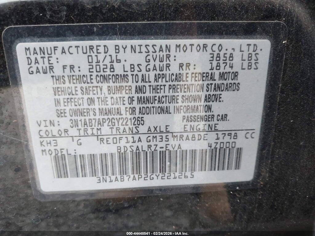 3N1AB7AP2GY221265 2016 NISSAN SENTRA photo no. 9