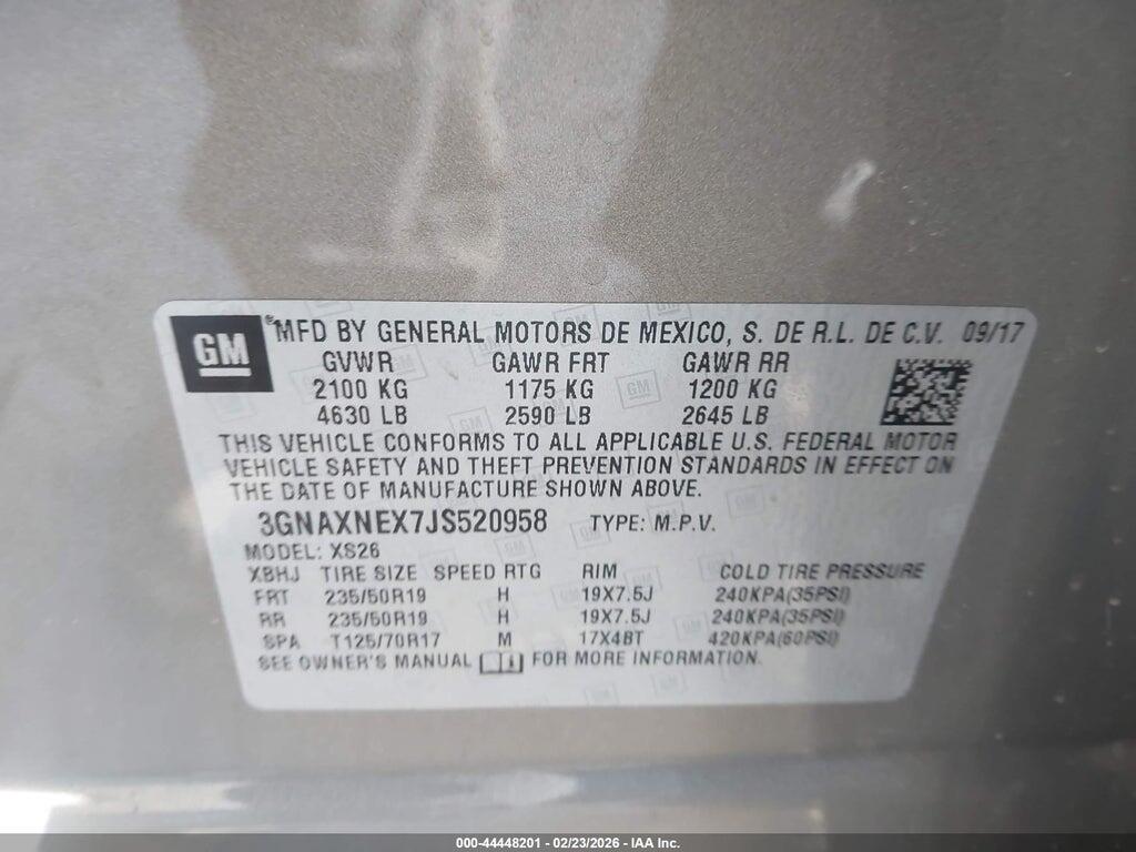 3GNAXNEX7JS520958 2018 CHEVROLET EQUINOX photo no. 9
