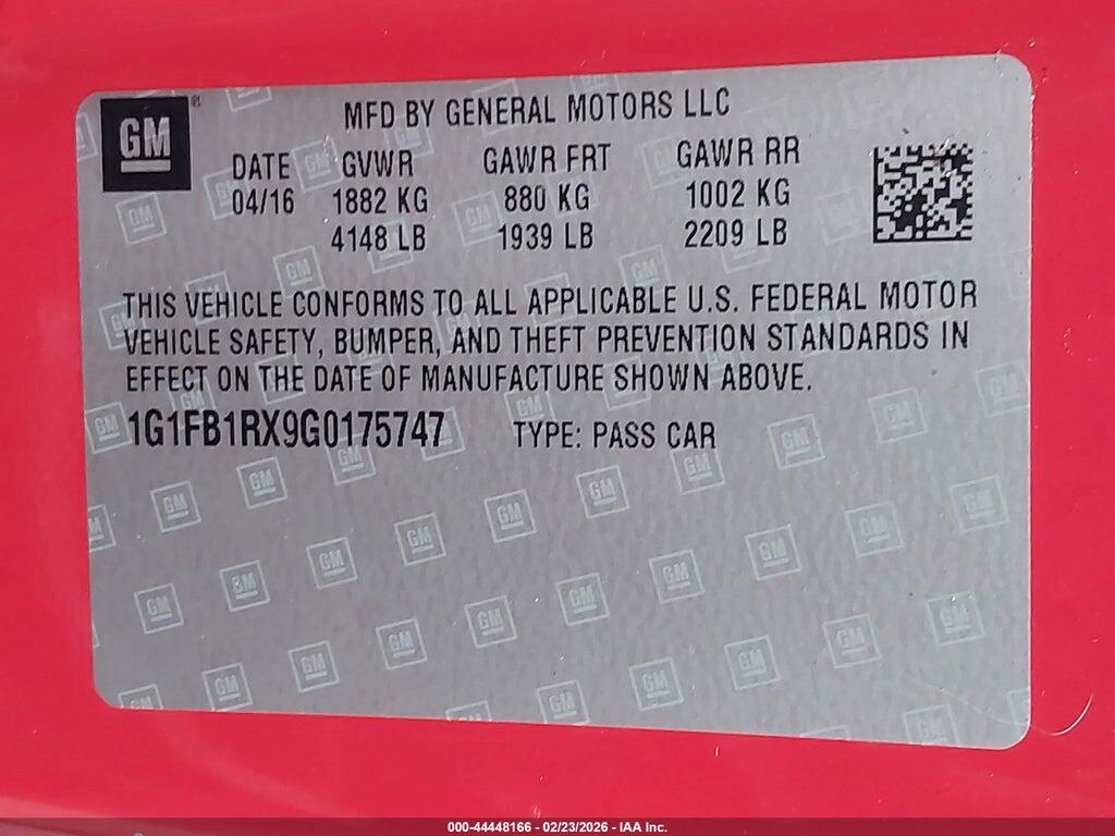 1G1FB1RX9G0175747 2016 CHEVROLET CAMARO photo no. 9