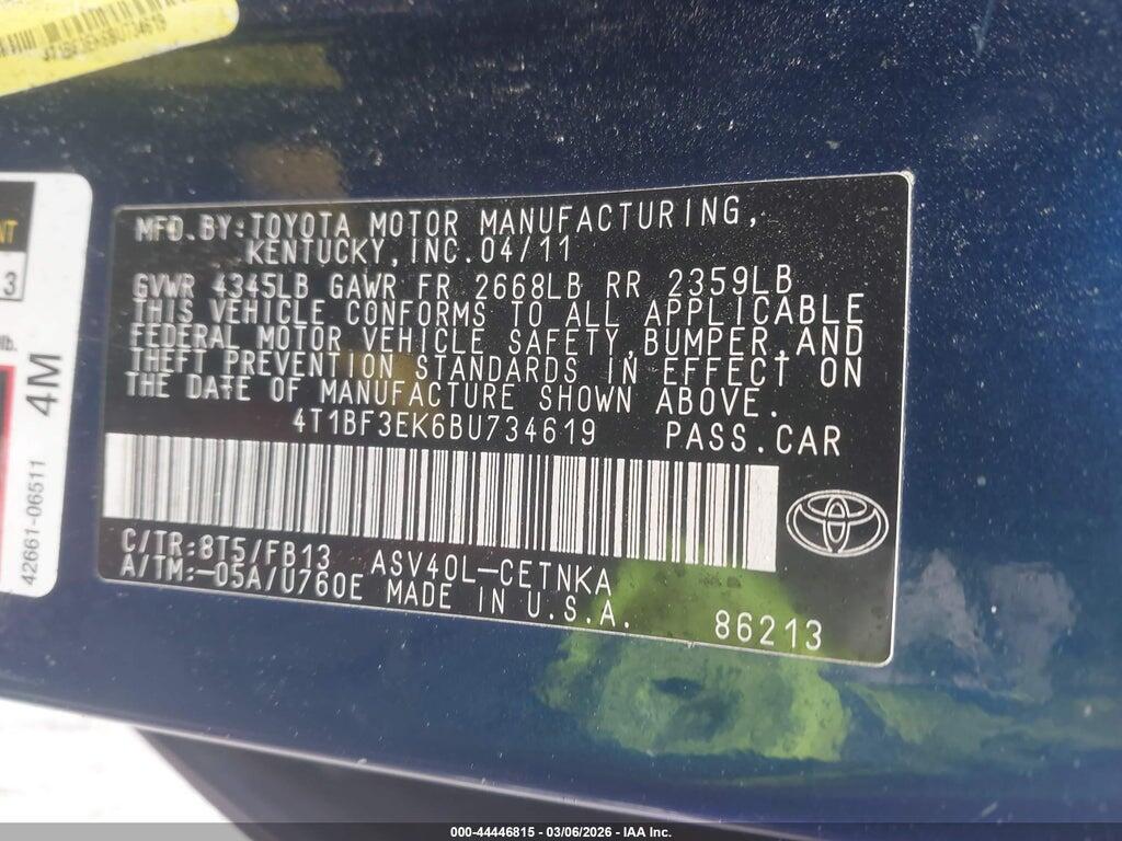 4T1BF3EK6BU734619 2011 TOYOTA CAMRY photo no. 9
