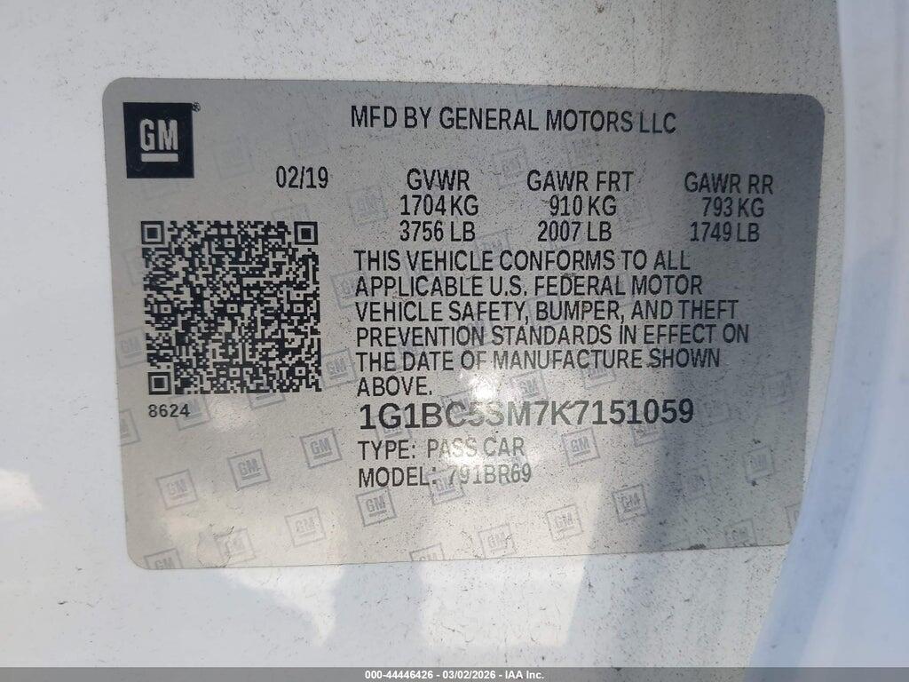 1G1BC5SM7K7151059 2019 CHEVROLET CRUZE photo no. 9