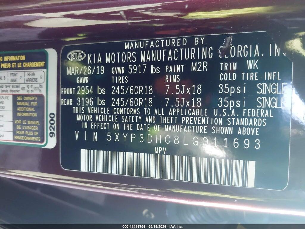 5XYP3DHC8LG011693 2020 KIA TELLURIDE photo no. 9
