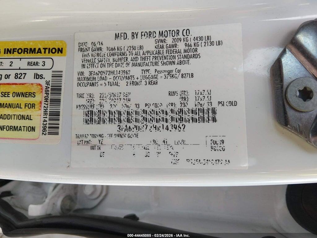 3FA6P0H72HR143962 2017 FORD FUSION photo no. 9