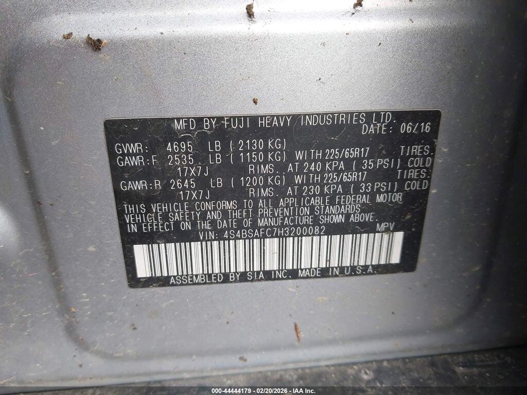 4S4BSAFC7H3200082 2017 SUBARU OUTBACK photo no. 9