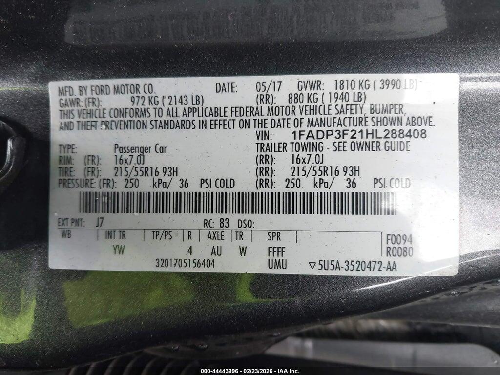 1FADP3F21HL288408 2017 FORD FOCUS photo no. 9