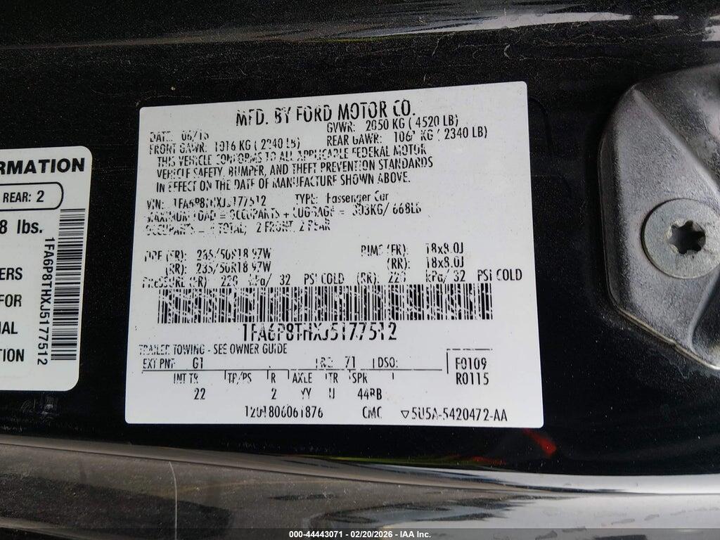 1FA6P8THXJ5177512 2018 FORD MUSTANG photo no. 9