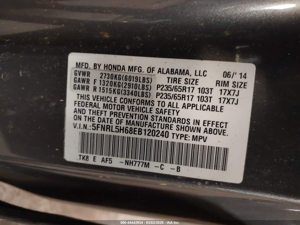 5FNRL5H68EB120240 2014 HONDA ODYSSEY photo no. 9