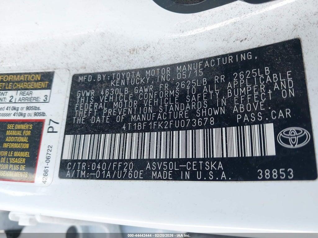 4T1BF1FK2FU073678 2015 TOYOTA CAMRY photo no. 9