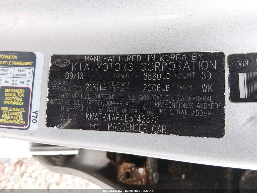 KNAFK4A64E5142373 2014 KIA FORTE photo no. 9
