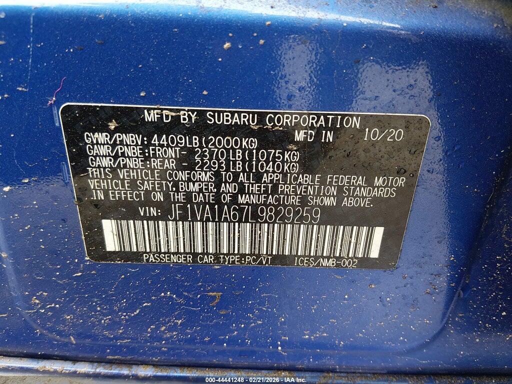 JF1VA1A67L9829259 2020 SUBARU WRX photo no. 9