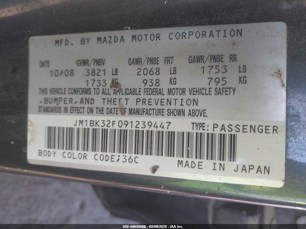 JM1BK32F091239447 2009 MAZDA MAZDA3 photo no. 9