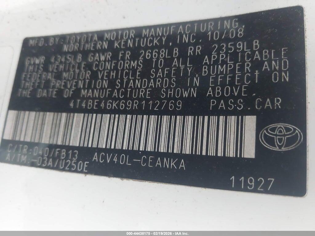 4T4BE46K69R112769 2009 TOYOTA CAMRY photo no. 9