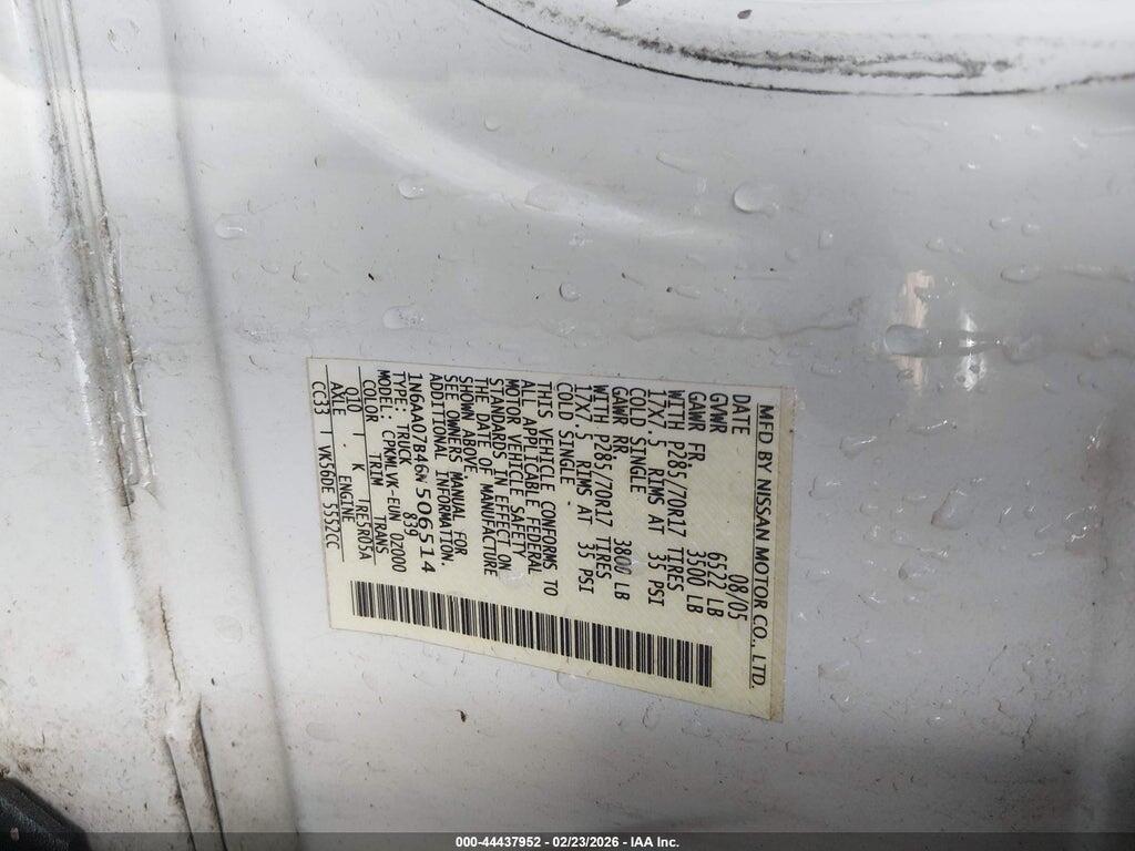 1N6AA07B46N506514 2006 NISSAN TITAN photo no. 9