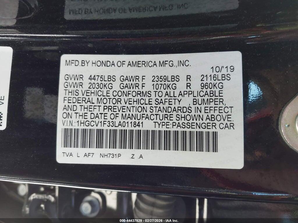 1HGCV1F33LA011841 2020 HONDA ACCORD photo no. 9