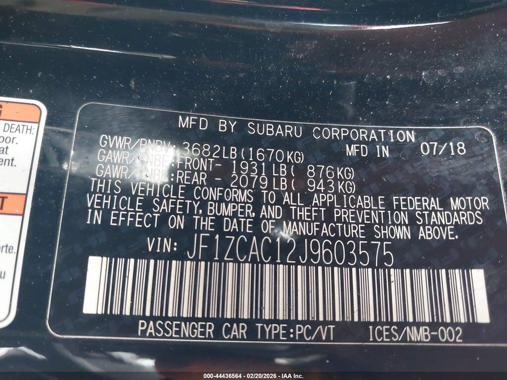 JF1ZCAC12J9603575 2018 SUBARU BRZ photo no. 9
