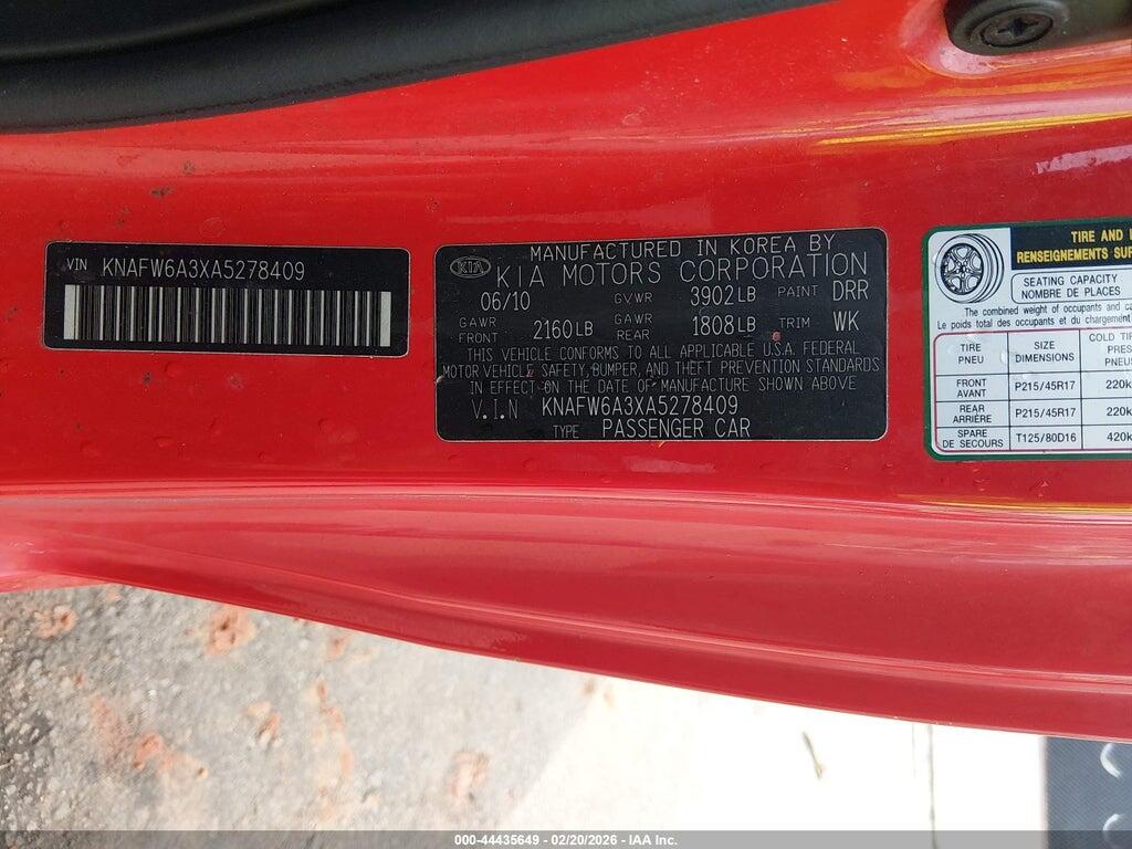 KNAFW6A3XA5278409 2010 KIA FORTE KOUP photo no. 9