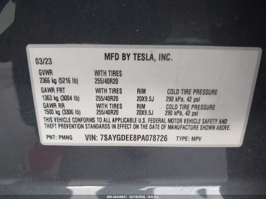 7SAYGDEE8PA078726 2023 TESLA MODEL Y photo no. 9