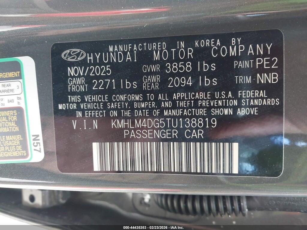 KMHLM4DG5TU138819 2026 HYUNDAI ELANTRA photo no. 9