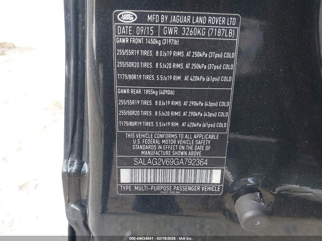 SALAG2V69GA792364 2016 LAND ROVER LR4 photo no. 9