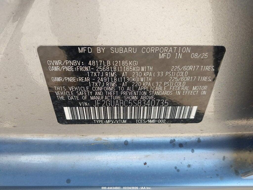 JF2GUABC5S8340735 2025 SUBARU CROSSTREK photo no. 9