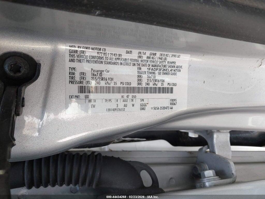 1FADP3F26EL414709 2014 FORD FOCUS photo no. 9