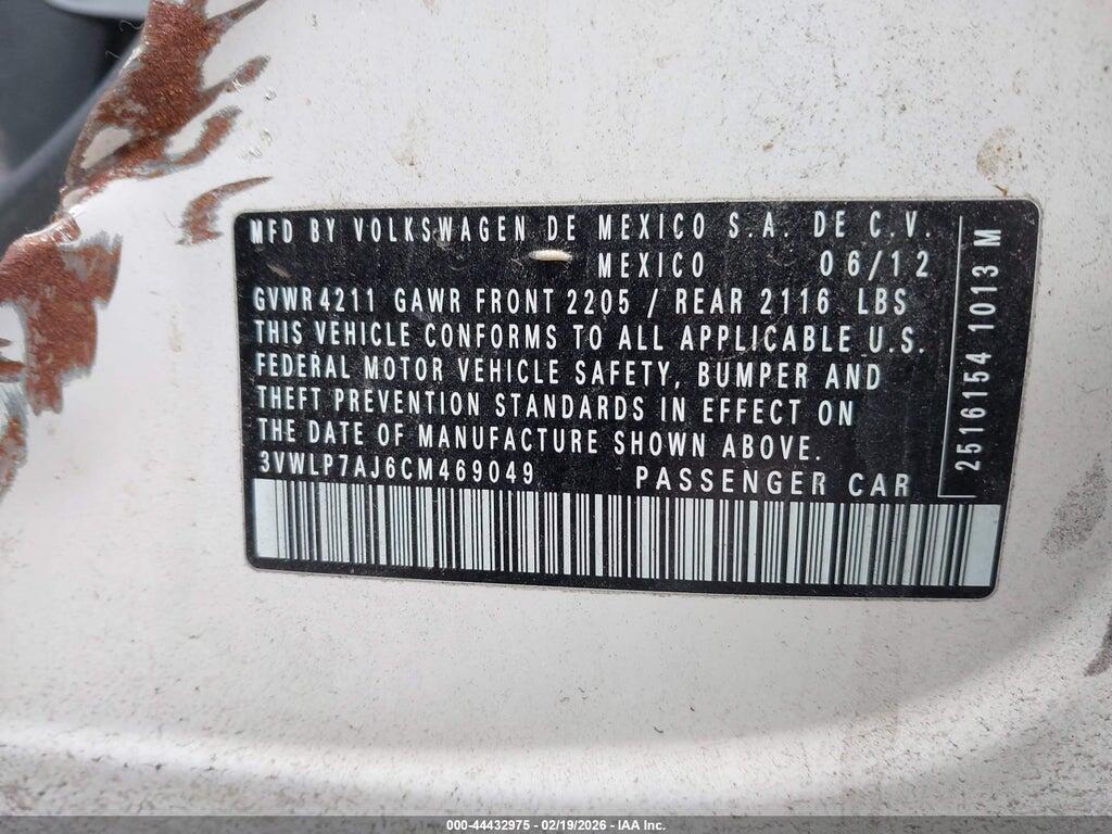 3VWLP7AJ6CM469049 2012 VOLKSWAGEN JETTA photo no. 9
