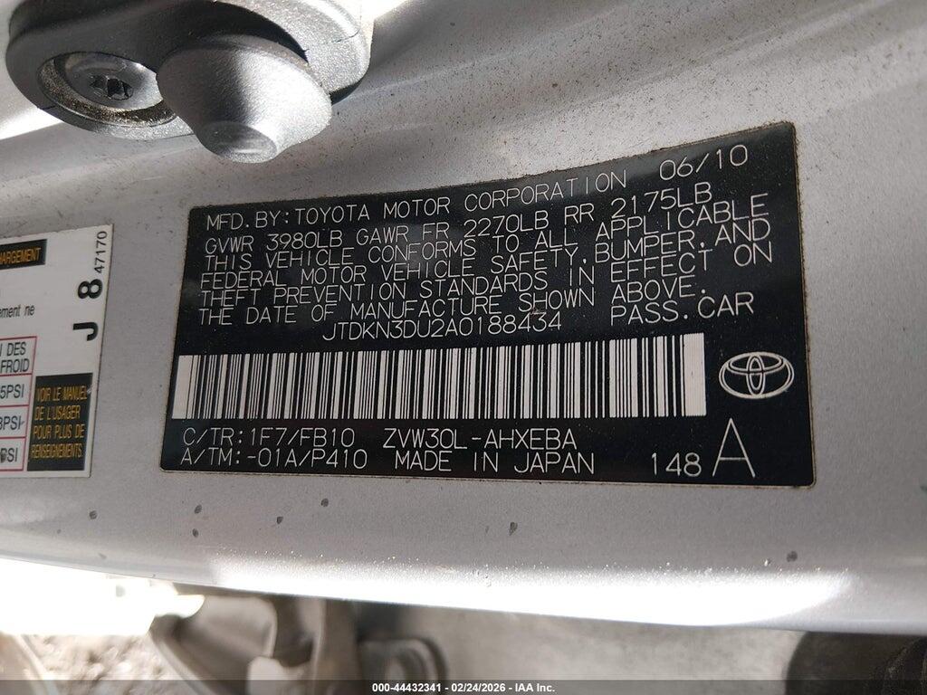 JTDKN3DU2A0188434 2010 TOYOTA PRIUS photo no. 9