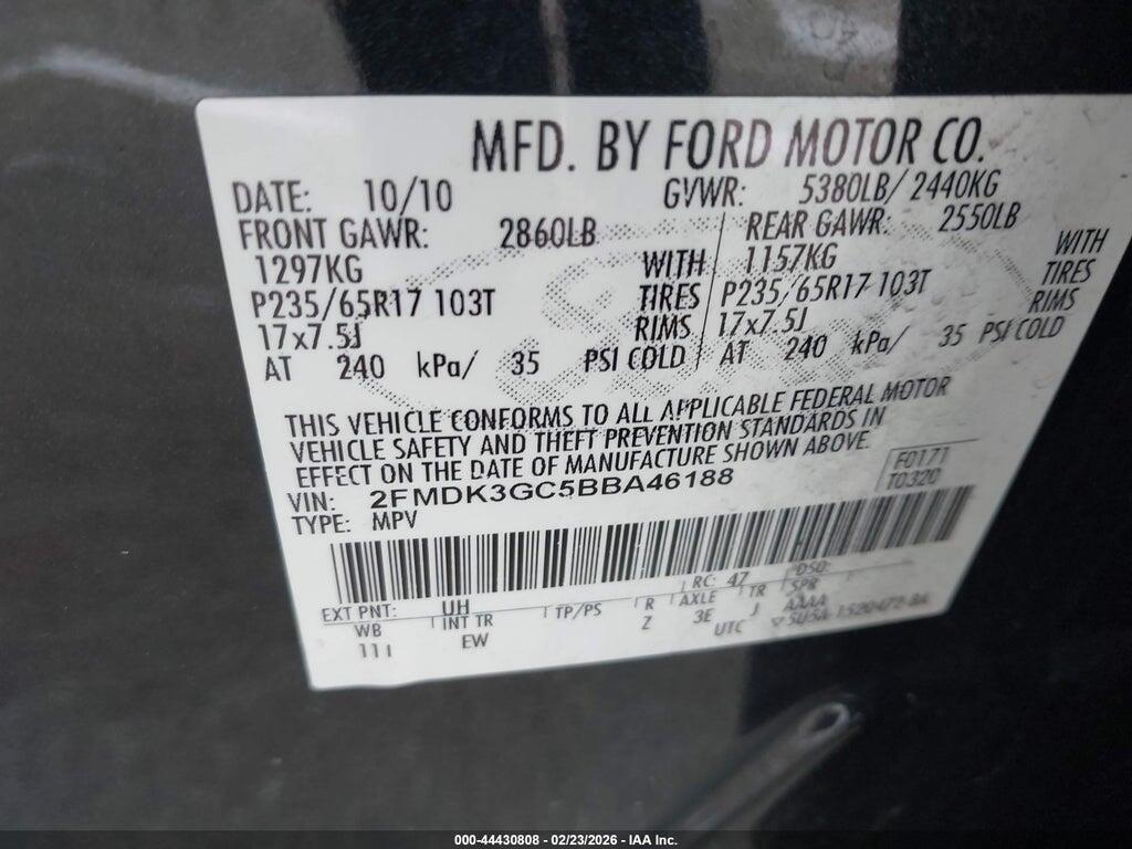 2FMDK3GC5BBA46188 2011 FORD EDGE photo no. 9