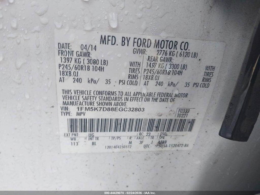 1FM5K7D88EGC32803 2014 FORD EXPLORER photo no. 9