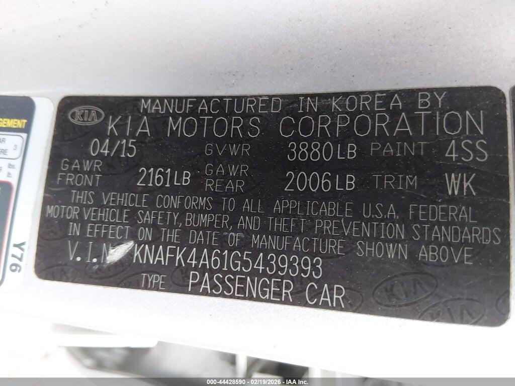 KNAFK4A61G5439393 2016 KIA FORTE photo no. 9