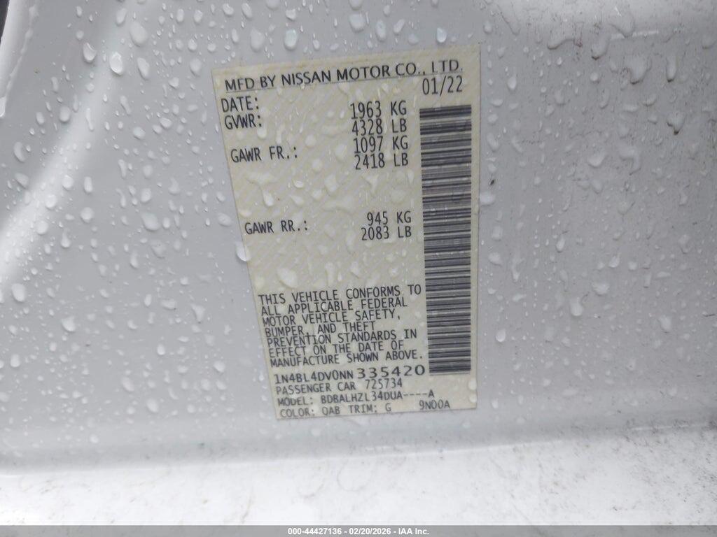 1N4BL4DV0NN335420 2022 NISSAN ALTIMA photo no. 9