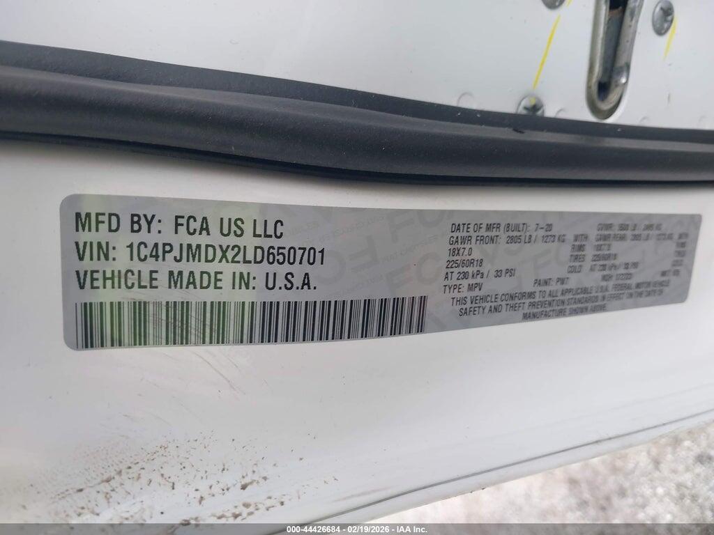 1C4PJMDX2LD650701 2020 JEEP CHEROKEE photo no. 9