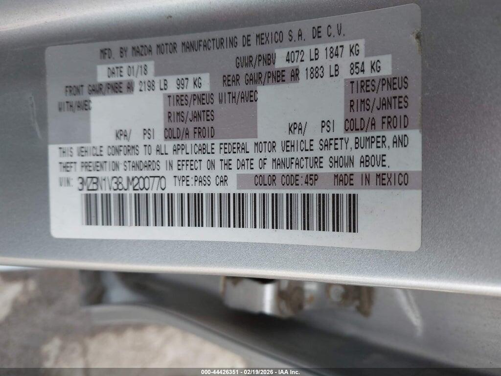 3MZBN1V38JM200770 2018 MAZDA MAZDA3 photo no. 9