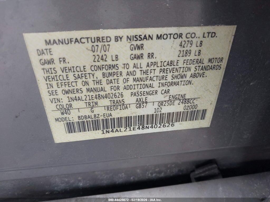 1N4AL21E48N402626 2008 NISSAN ALTIMA photo no. 9