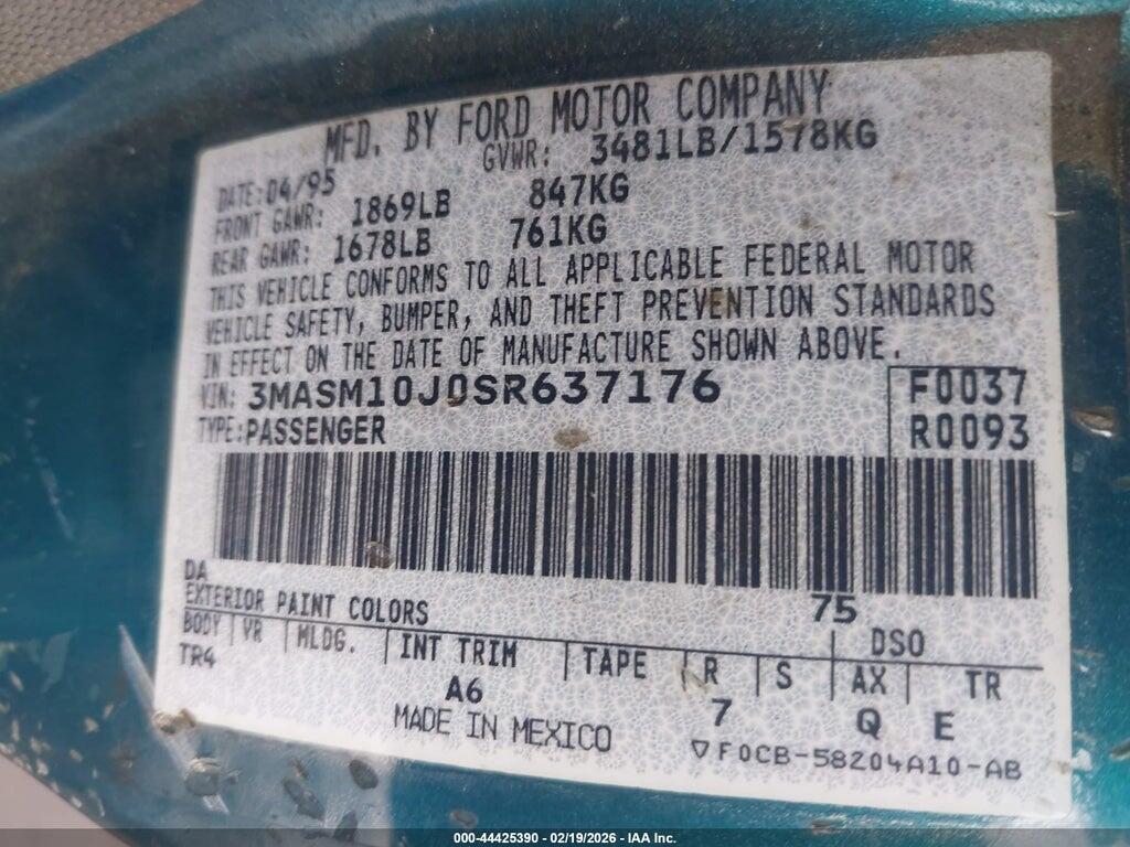 3MASM10J0SR637176 1995 MERCURY TRACER photo no. 9