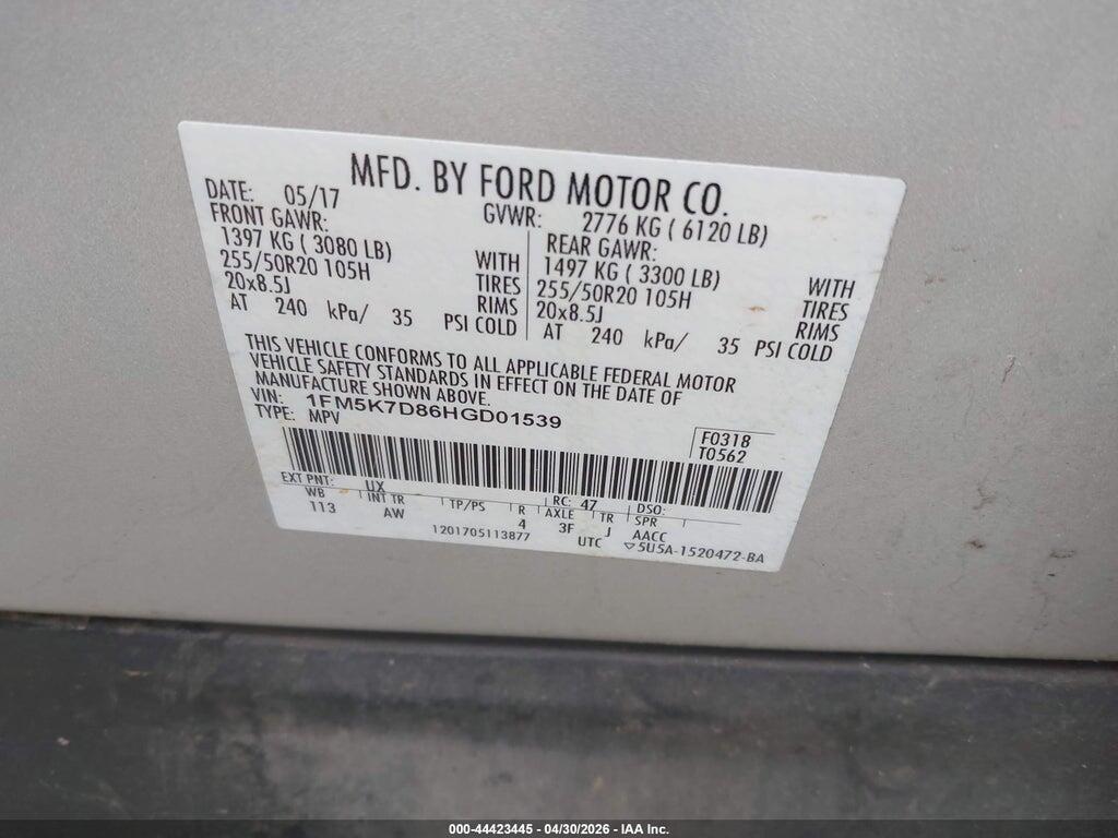 1FM5K7D86HGD01539 2017 FORD EXPLORER photo no. 9