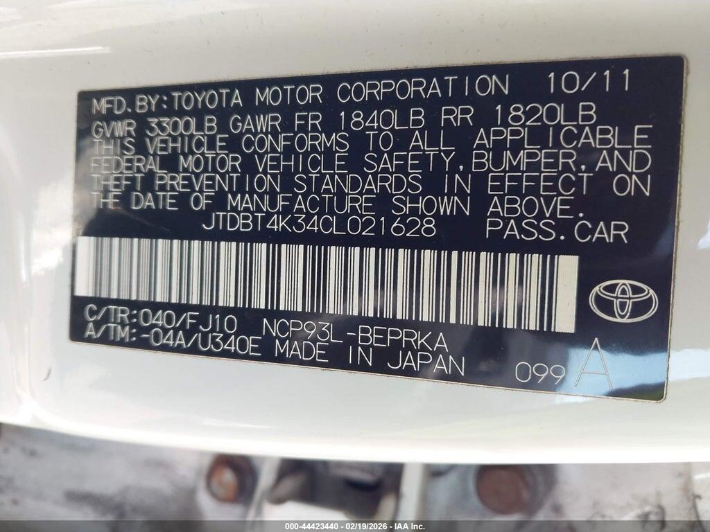 JTDBT4K34CL021628 2012 TOYOTA YARIS photo no. 9