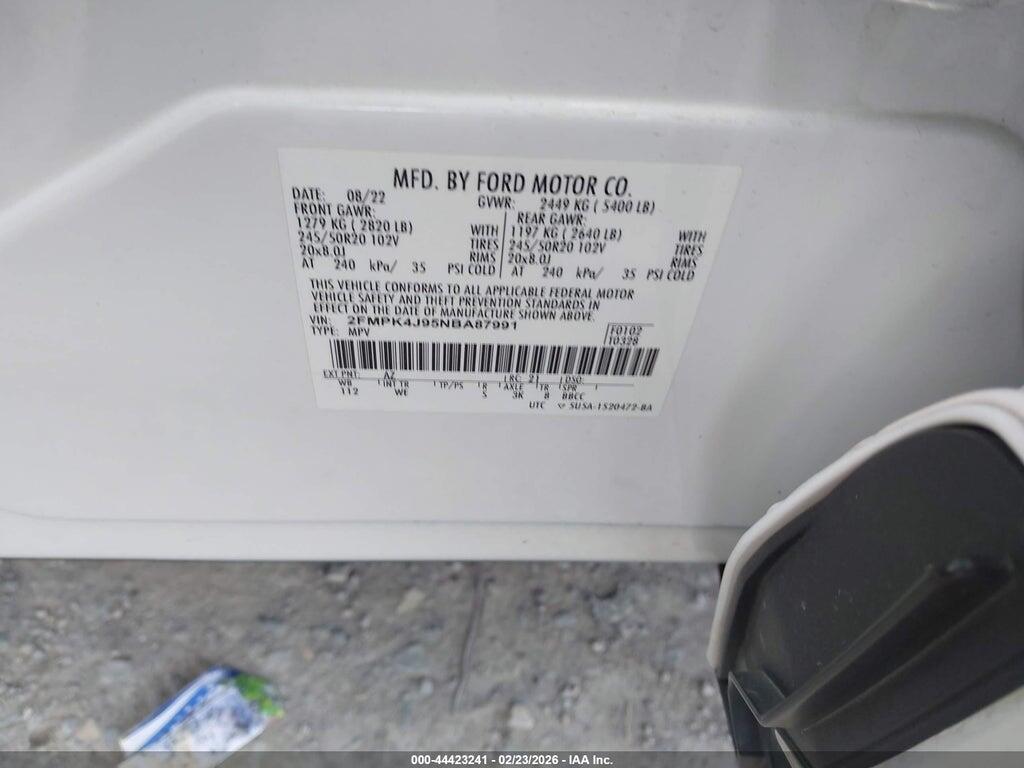 2FMPK4J95NBA87991 2022 FORD EDGE photo no. 9