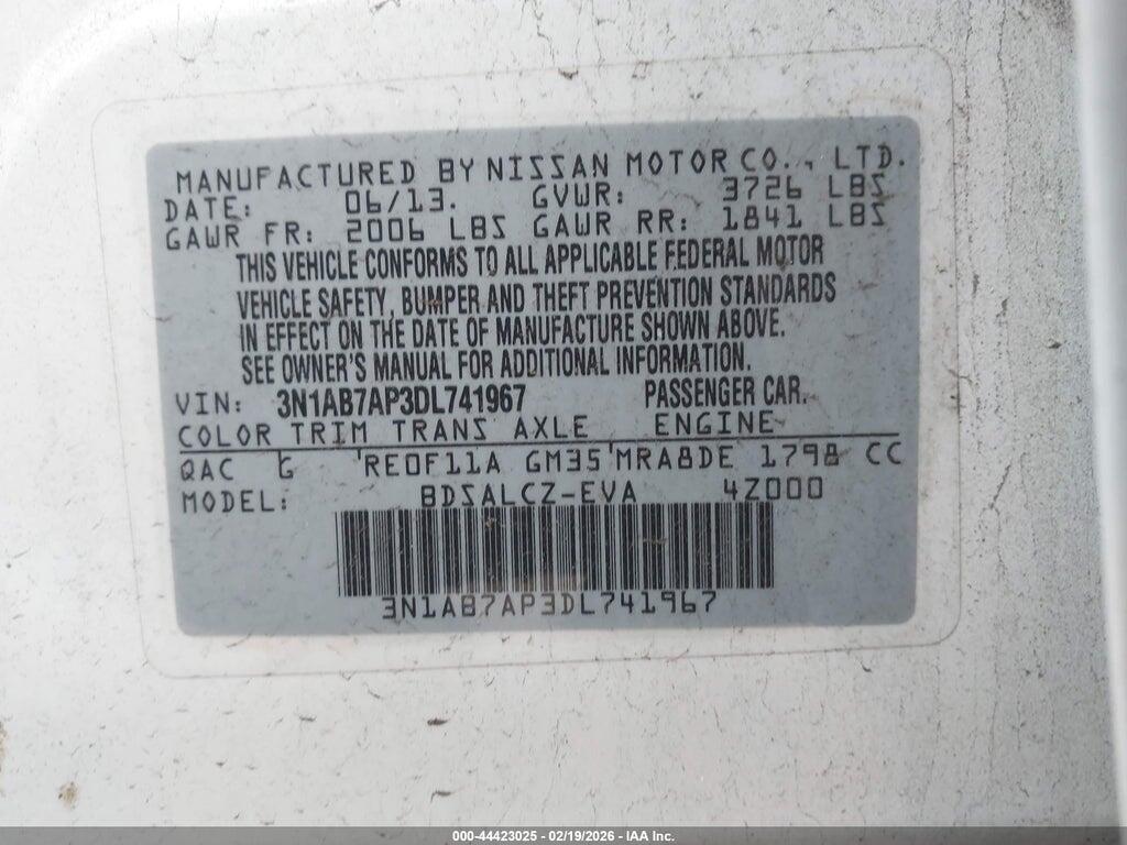 3N1AB7AP3DL741967 2013 NISSAN SENTRA photo no. 9