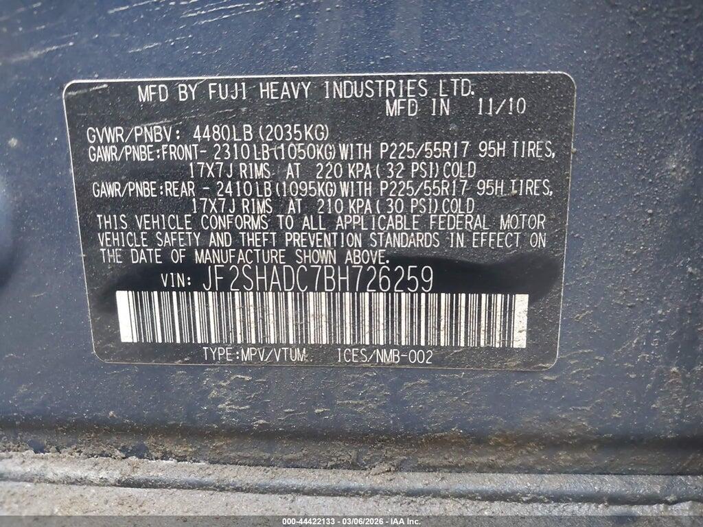 JF2SHADC7BH726259 2011 SUBARU FORESTER photo no. 9