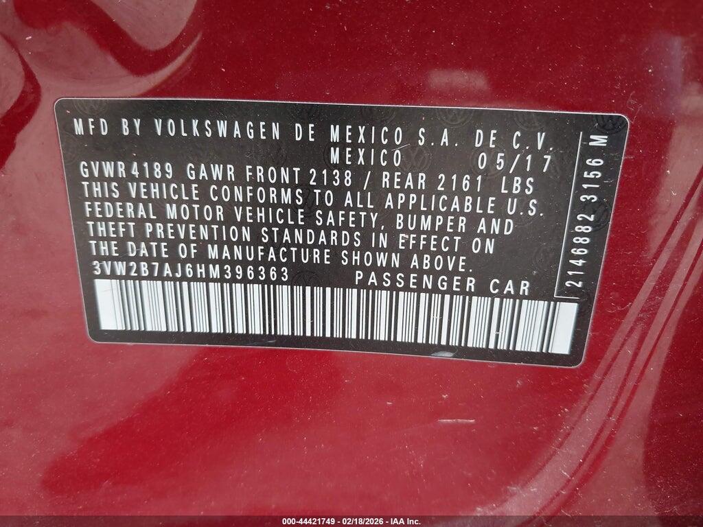 3VW2B7AJ6HM396363 2017 VOLKSWAGEN JETTA photo no. 9