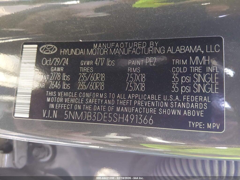 5NMJB3DE5SH491366 2025 HYUNDAI TUCSON photo no. 9