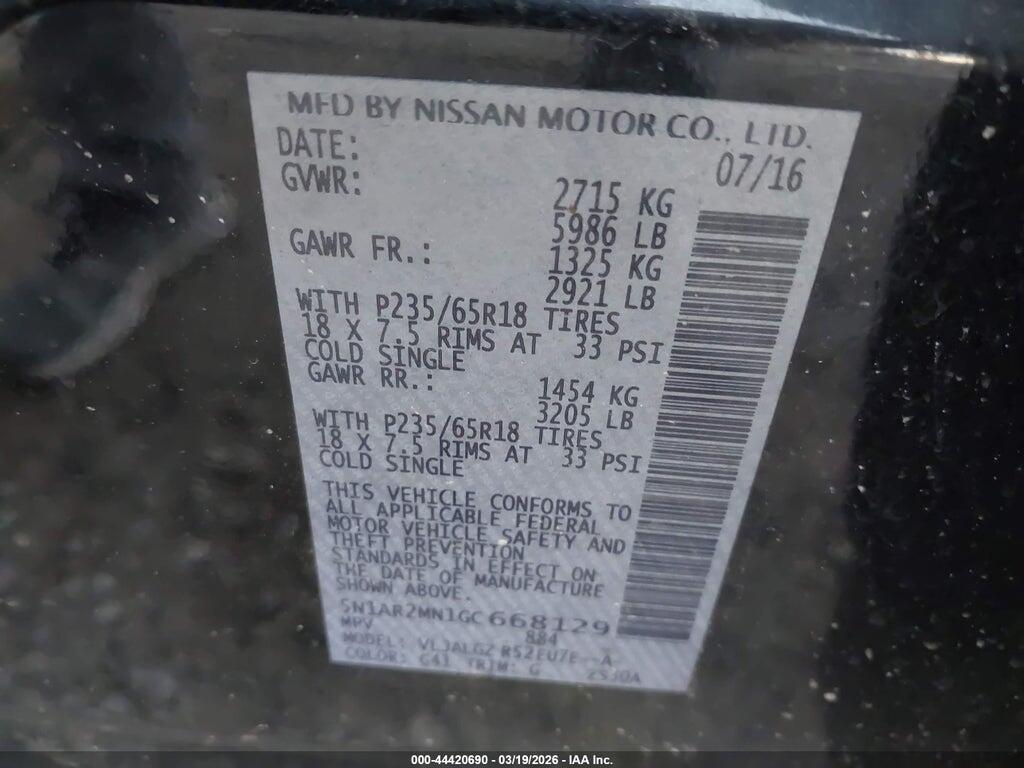 5N1AR2MN1GC668129 2016 NISSAN PATHFINDER photo no. 9