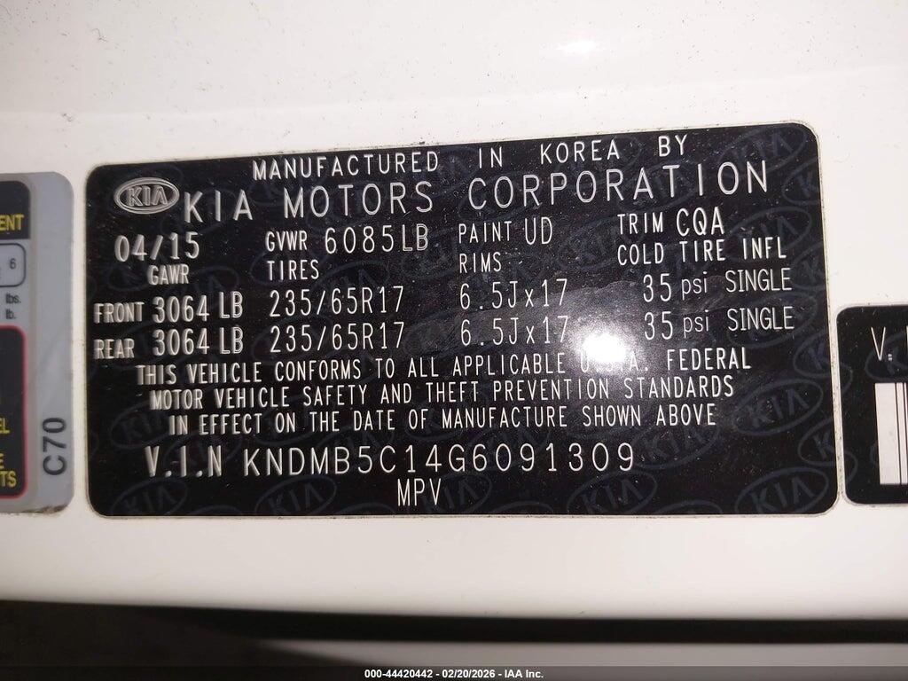 KNDMB5C14G6091309 2016 KIA SEDONA photo no. 9