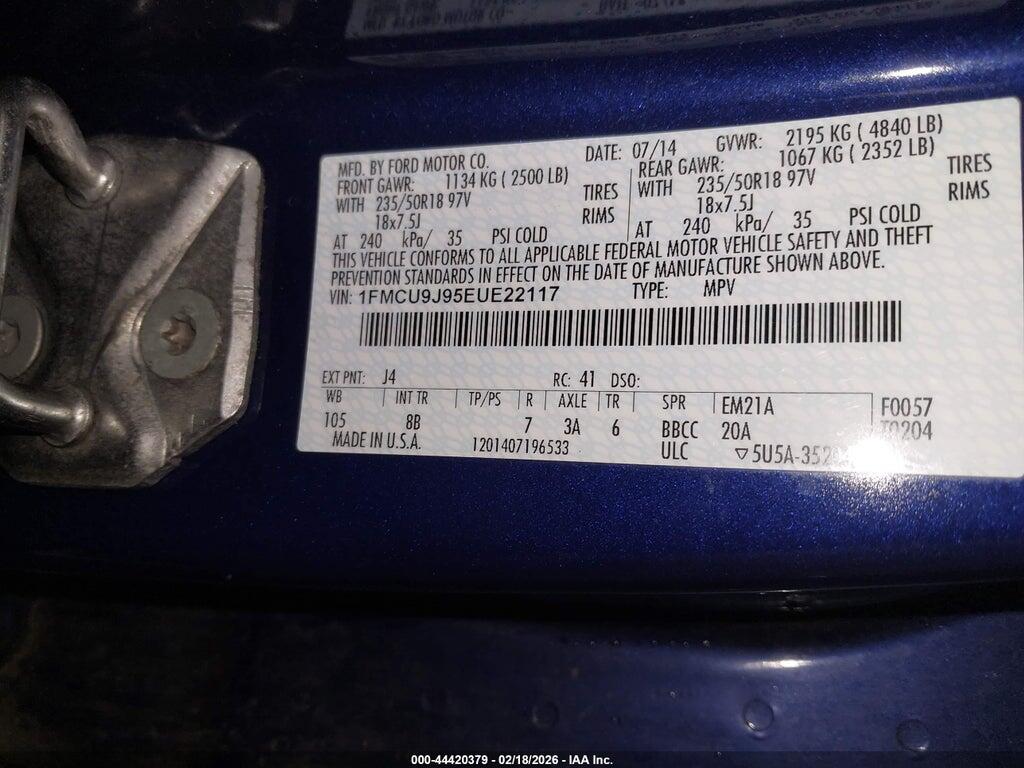 1FMCU9J95EUE22117 2014 FORD ESCAPE photo no. 9