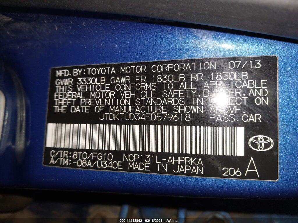 JTDKTUD34ED579618 2014 TOYOTA YARIS photo no. 9
